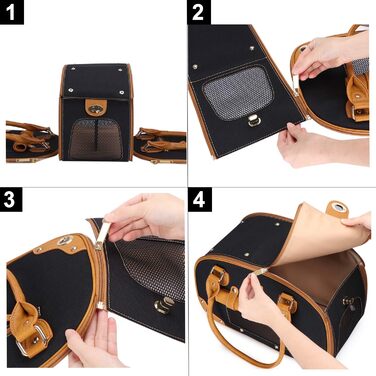 Сумка-переноска для собак та котів PetsHome, чорна, преміум-нейлон, водонепроникна, 19 x 11 x 33 см