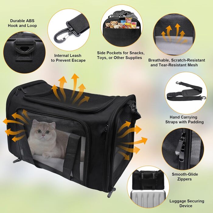 Транспортна сумка для кота та собаки 51x33x33 см. Складана переноска для тварин до 7,5 кг. Підходить для котів, собак, цуценят, маленьких та середніх порід. Ідеальна для подорожей на авто.