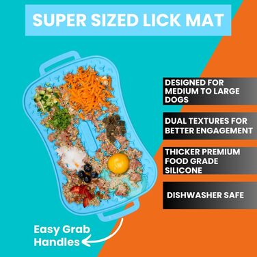 Килимок для собак Marley Reversible Lick Mat: силікон, повільне годування, антиковзаюча поверхня, блакитний колір