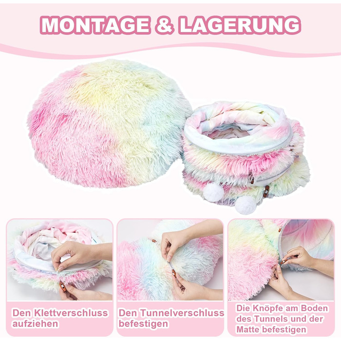 Тунель-ігровий комплекс для котів з лежаком, XXL, з бавовняного плюшу, з іграшками, для котів, кроликів, ховрашків, кольоровий