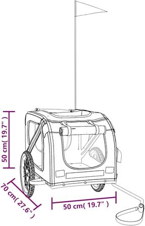 Причіп для собак vidaXL, причіп для собак з відбивачами та прапорцем, вантажопідйомність 45 кг, Oxford-тканина, залізо (Блакитний, 125 x 63 x 66 см)
