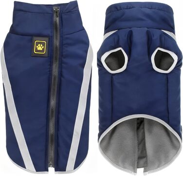 Водонепроникний зимовий дощовик для собак Idepet, тепла куртка, вітронепроникний одяг для собак, куртка для собак з отвором для шлейки -6 (4XL, Navyblau)
