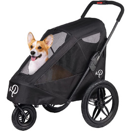 Petique Breeze - візок для собак великих порід, чорний, з повітряними колесами, трансформується у велопричіп, 1 шт.