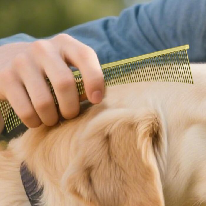 Щітка для котів Flohkamm для догляду за шерстю, аксесуари для миття собак, підходить для різних пор року, для довгошерстих порід та цуценят (золота)