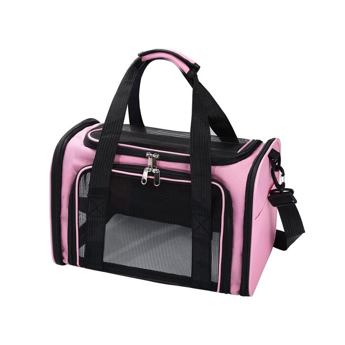 Транспортна переноска для кота та собаки до 5.5 кг, рожева, 40x25x25 см