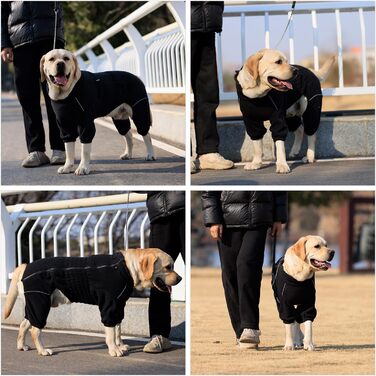 Чорна зимова куртка для собак, XL, фліс, блискавка, для великих, середніх та малих порід