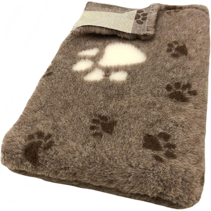 Килимок для собак Elropet Premium 30mm, антиковзаючий, для маленьких та великих собак, Vet Bed, розмір L (160x100 см), коричневий + білий слід лапки