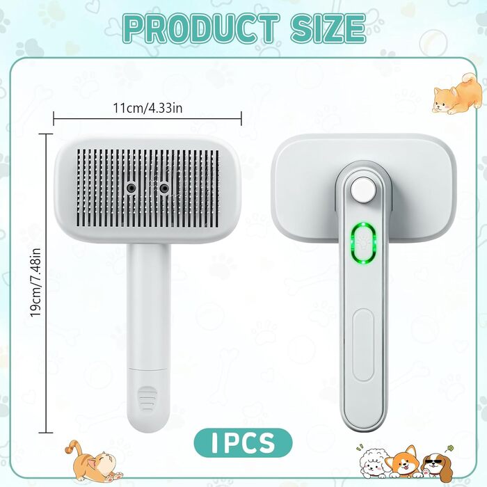 Іонна щітка для тварин Pet Ion Brush - професійна самоочисна щітка для собак та котів, м'яке розчісування, гладке волосся, зменшення статичної електрики