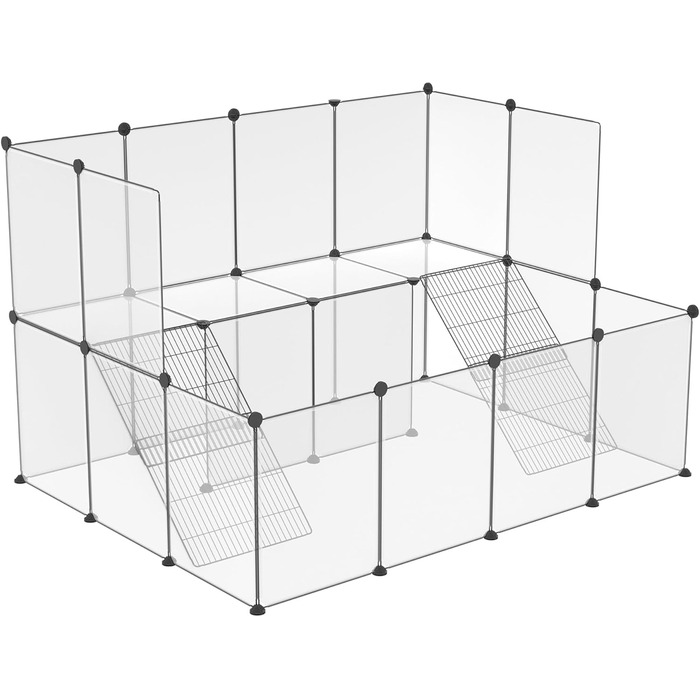 Клітка для тварин NAIZY 26 шт. з драбиною, 143x108x93 см, біла, для кроликів та інших дрібних тварин, розширювана, з металевою сіткою