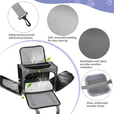 Транспортна сумка для кота/собаки, переносний рюкзак для тварин, сіра, до 6 кг