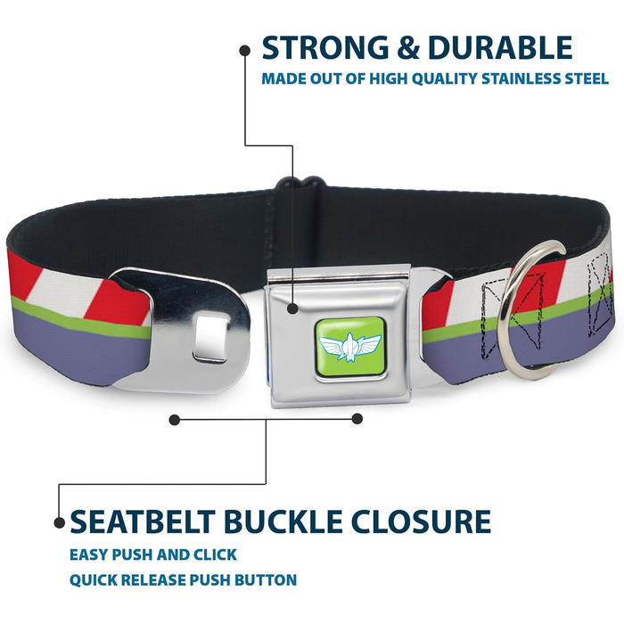 Нашийник для собак з пряжкою, мотив Бетмена, ланцюгові ланки, 33-45,7 см, ширина 3,8 см (червоний/зелений/фіолетовий)