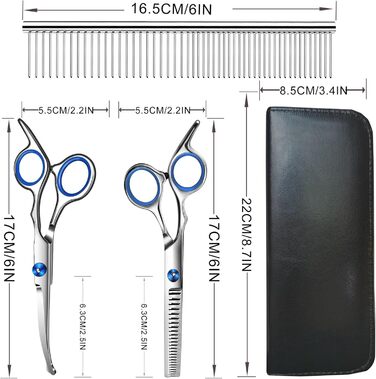 Набір для грумінгу собак Jiasoval 4-в-1: професійні ножиці, сталевий гребінець, сумка, безпечні кінчики