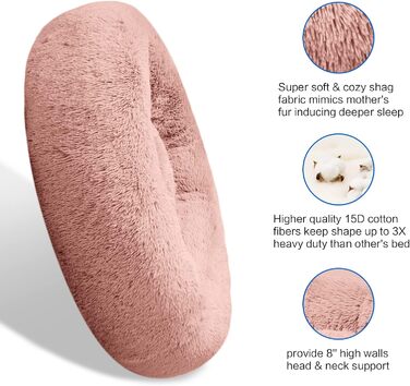 Кругла лежанка для собак Savfox з штучним хутром, рожева, XS-XXL, 110*110 см