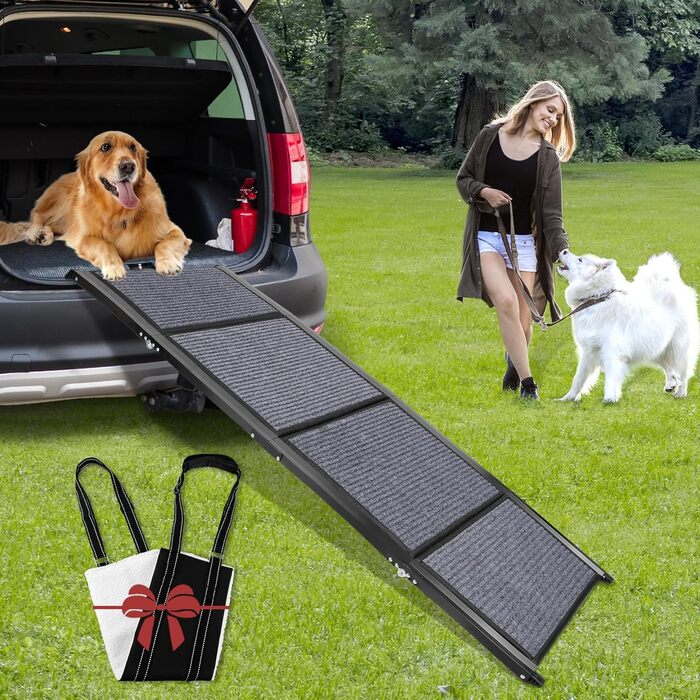 Рампа для собак у вантажівки та позашляховики, складна, 160 см, з килимком, для старих собак, 160 GY, довжина 158 см
