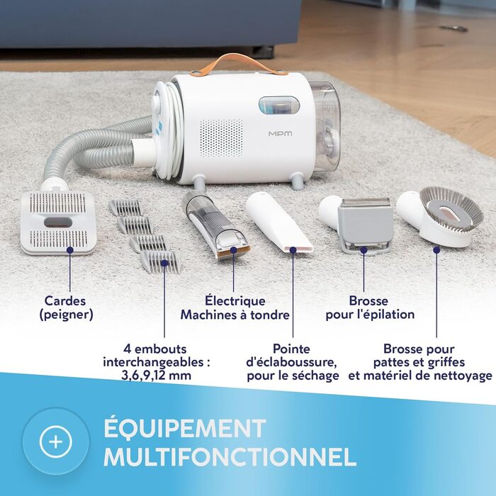 Пилосос для собак MPM MOD-1000 6-в-1 з щіткою - багатофункціональний, для собак та котів, з функцією стрижки та сушіння, тиха робота