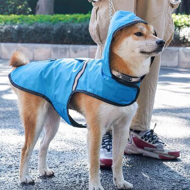 Водонепроникна куртка для собак KoKoBin з капюшоном, світловідбиваючими елементами, розмір XL, блакитна