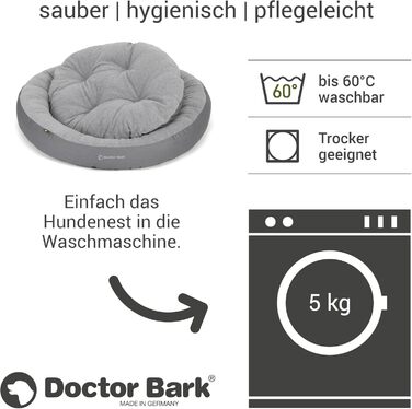 Кругле м'яке ліжко для собак середніх порід GreenLabel, Königsblau (блакитний) - ліжко-гніздо з ворсистим наповнювачем, знімний чохол Fleece/Baumwolle, розмір M (60x50 см)