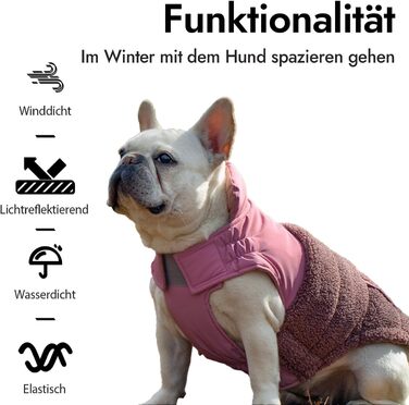 Зимовий теплий жилет для собак, фліс, зручний, регульований, водо- та вітронепроникний, з шлейкою, для маленьких/середніх собак (Рожевий, XL(Обхват грудей 42см))