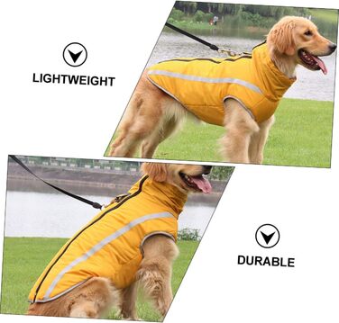 Водонепроникний дощовик для собак MERRYHAPY з флісовою підкладкою та світловідбиваючими смугами, жовтий, 50x60 см