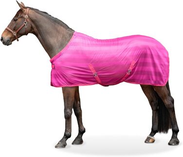 Захисна ковдра для коней Equinate Guardian з перехресною стропою та підстилкою на хребті - ковдра від екземи з ефективним захистом від комах - ковдра для випасу (Raspberry, 135 см)