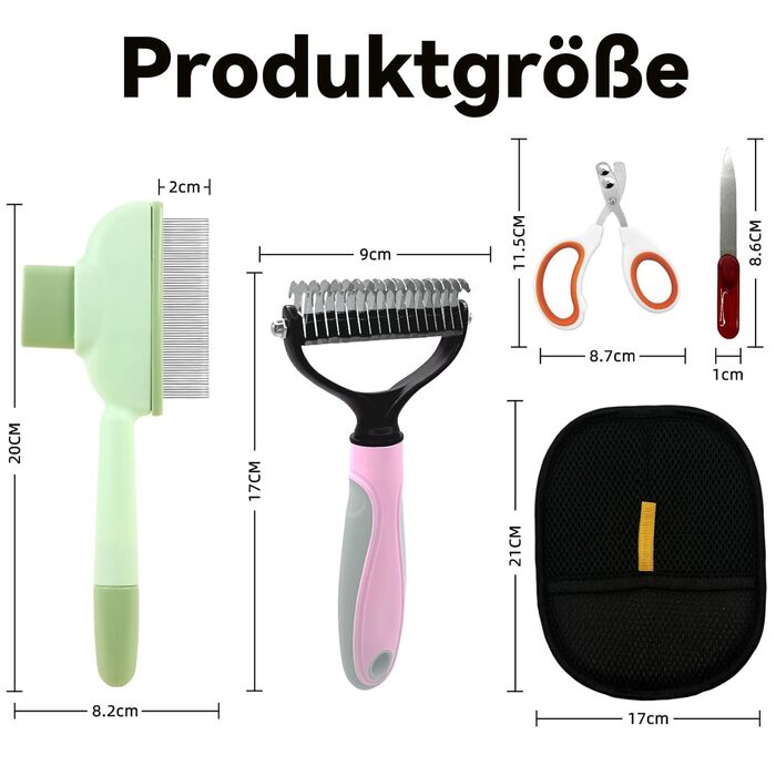 Набір з 3 шт. щіток для собак та котів: рукавичка для видалення шерсті, гребінець для підшерстя. Підходить для довгошерстих та короткошерстих тварин. Рожевий колір
