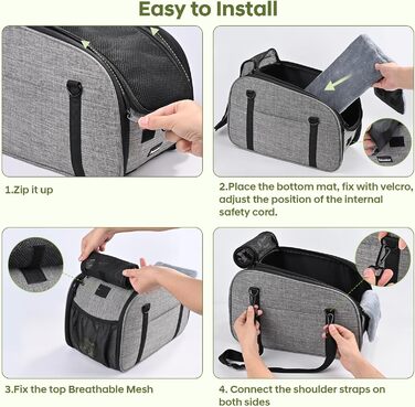 Автокрісло для собак Petzauber – зручне та безпечне автокрісло для маленьких та середніх собак, сірого кольору