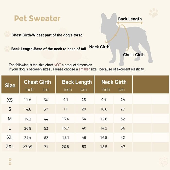 Теплий зимовий пуловер для собак (L, Коричневий) - пуловер для маленьких, середніх собак, цуценят та котів