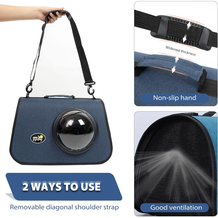 Транспортна сумка для кота/собаки PETCUTE, 41 x 25 x 27 см, складана, з вентиляційними отворами, підходить для середніх котів та маленьких собак, схвалена авіакомпаніями, темно-зелений (темно-синій)