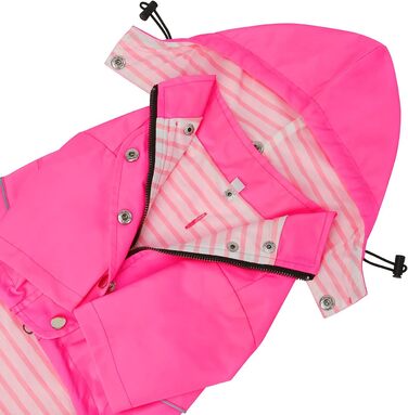 Дощовик для собак HDE, двошаровий, на блискавці, з капюшоном, розмір 3XL (XXX-Large), рожевий