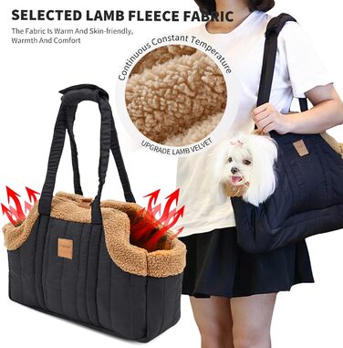 PETCUTE Сумка-переноска для собак і котів, чорна, з карабіном, складна, для маленьких тварин