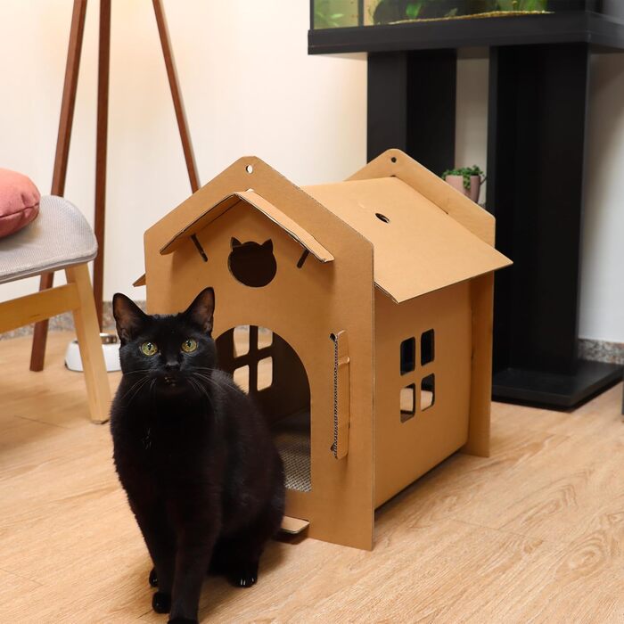 Котячий будиночок-дряпалка Croci з картону, 42x35x50 см, багатокольоровий