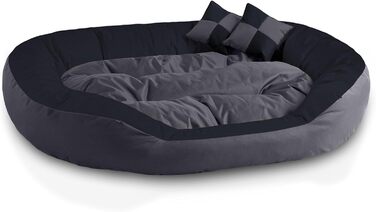 BedDog® Hundebett SABA 4в1: овальне/кругле, велике, з бортиком, XL, мокко/чорно-коричневий, 110x80x23 см, ROCK-FLOW (сірий/антрацит)