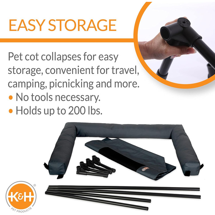 Ківш для собак K&H Pet Products Bolster, з охолодженням, для дому та вулиці, підняте ліжко для собак з знімними валиками для шиї, знімний мережевий чохол, підходить для середніх собак, антрацитовий/чорний, 81 x 64 x 28 см