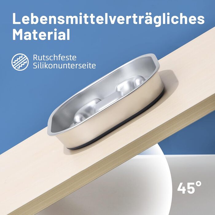 Антислизька годівниця для собак Nayelf з нержавіючої сталі 304, з силіконовим дном, 23*23*4.5 см