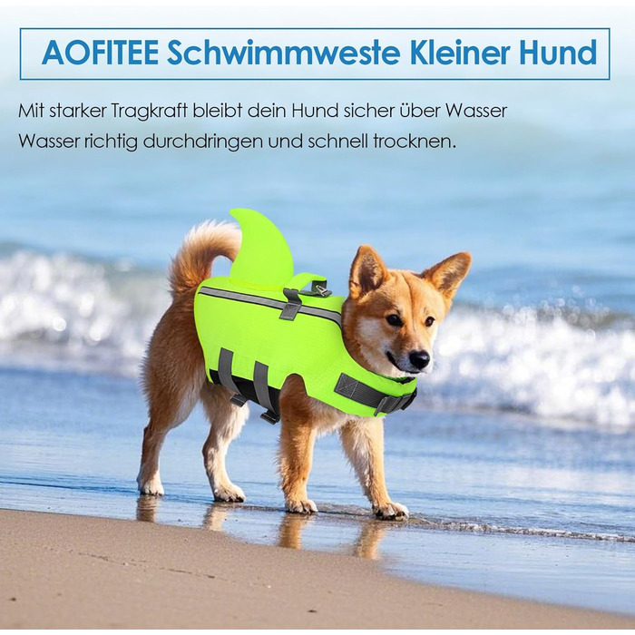 Світлодіодна рятувальна жилетка для собак AOFITEE Hai, XS-M, зелена