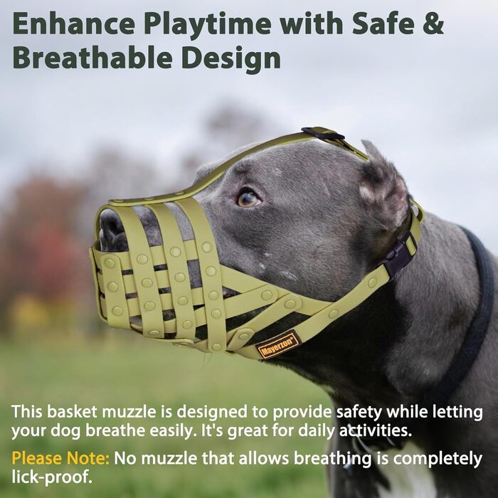 Майерзон Намордник для собак Пітбуль, Ротвейлер, Стаффордширський тер'єр - запобігання укусам, догляд за шерстю, дозволяє пити, зелений, розмір M (Snout Cir: 9.75'-11')