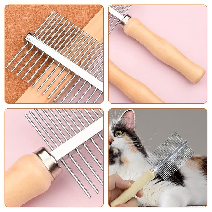Набір гребінців для грумінгу тварин: гребінці для собак та котів з нержавіючої сталі, для видалення підшерстка