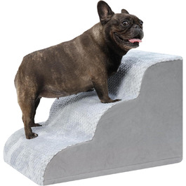 Східці для собак KSIIA, 3 сходинки, 40 см, сірі. Ідеально для маленьких собак та котів, підходить для ліжка, дивану, софи та авто. Розміри: 40x57x40 см