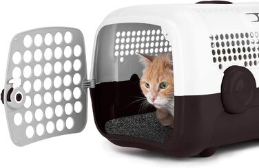 Транспортний бокс для собак та котів UNITED PETS A.U.T.O., міцний, виготовлений в Італії, зелений/бежевий, з гігієнічним килимком, 51 x 37 x 33 см