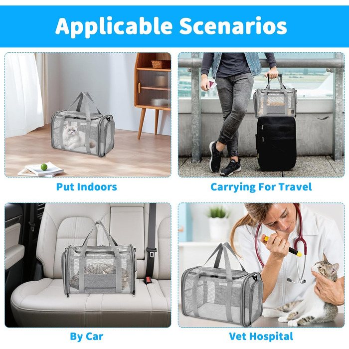 Транспортна сумка для кота та собаки, складана переноска для тварин, 42x26x29 см