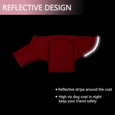 Водонепроникна зимова куртка для такси для собак Babepet з флісовою підкладкою, світловідбиваючий пуловер з отвором для шлейки, червоний, розмір L (спина: 45 см)