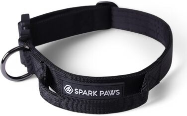 Тактичне нашийник для собак Spark Paws – міцний, преміум-якість, для великих та середніх собак (чорний, XS: 9-18кг [2.5см])