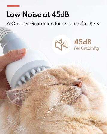 Машинка для стрижки собак Homerunpet з пилососом, тиха та потужна, професійний набір для грумінгу, видалення шерсті для собак та котів, 1.85L, білий