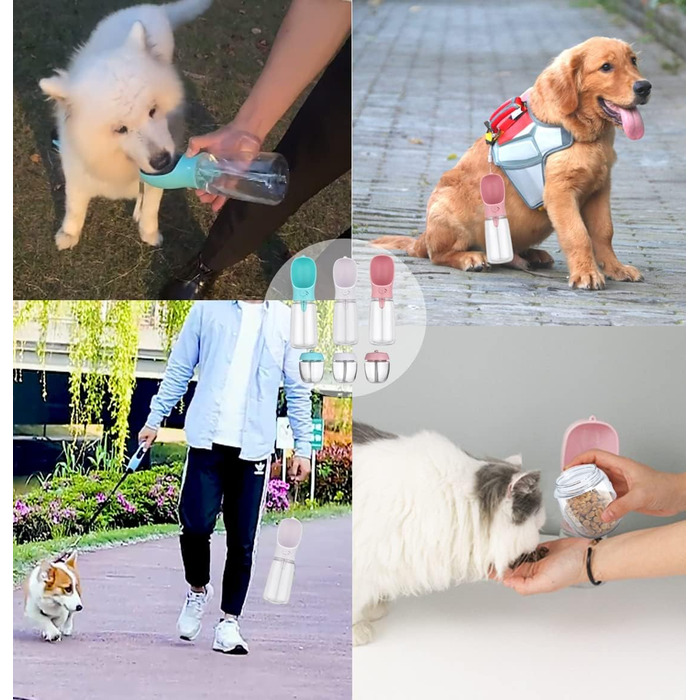 Водяна пляшка для собак на прогулянці, портативна, BPA-free, 550 мл, біла