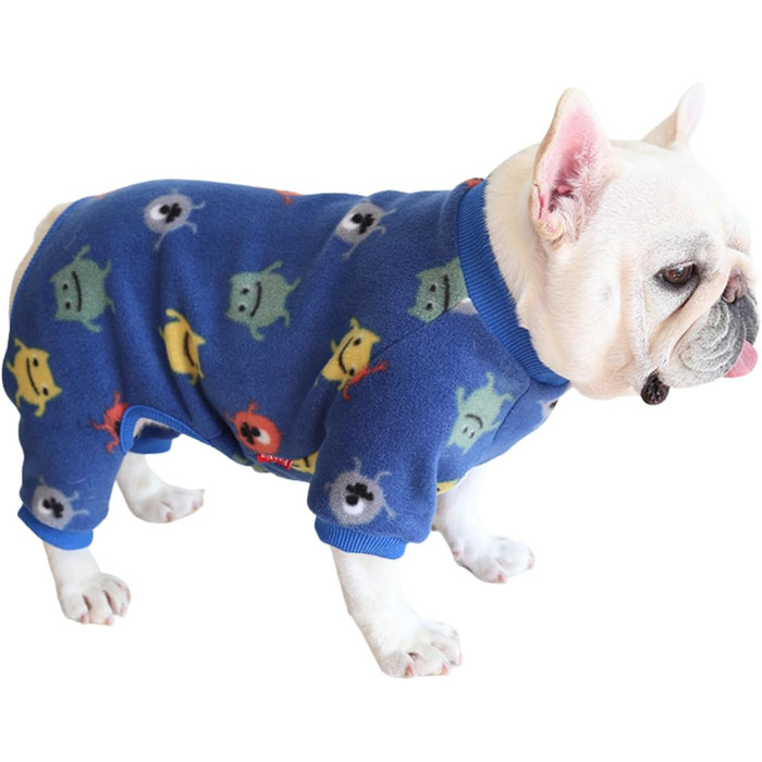 Теплий піжамний костюм для собак на осінь та зиму, темно-синій, розмір M (спинка 31-34 см)