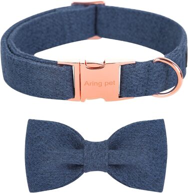 Нашийник для собак Aring Pet на Різдво, бавовняний нашийник з бантом, милий нашийник для собак, подарунок з металевою пряжкою, для великих собак (XS, темно-синій)