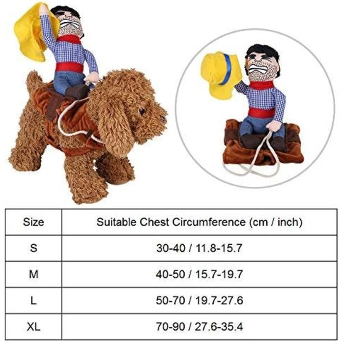 Костюм для собак: Веселий ковбой, костюм для коня, костюм для собак, костюм лицаря, з маскою та капелюхом для Хелловіну, косплей, вечірка (L)