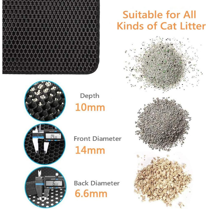 Килимок для котячого туалету Ycozy Katzenklo Matte Groß 76 x 61cm - вологостійкий, з оксфордської тканини, контролює розсипання наповнювача