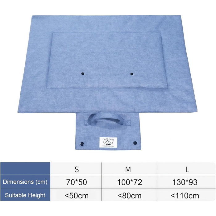 Лежанка для собак та котів, килимок для собак, портативна лежанка, вологостійка, складана, для відпочинку в дорозі, для внутрішнього та зовнішнього використання, кемпінг, подорожі (Блакитний, M)