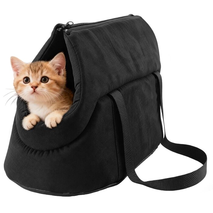 Чорна переносна сумка для собак та котів, складана, з сіткою, для транспортування